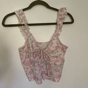 Milkmaid cottage core cute drawstring stretch summer floral ruffle lace girly